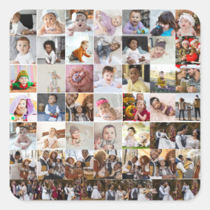 Design Your Own 50 Photo Collage Square Sticker