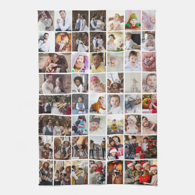 Design Your Own 50 Photo Collage Tea Towel (Vertical)