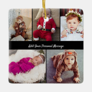 Design Your Own 5 Photo Collage Ceramic Ornament