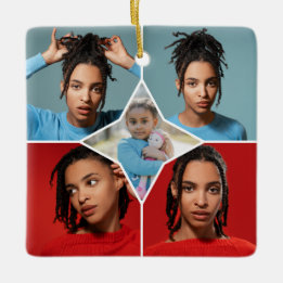 Design Your Own 5 Photo Collage Ceramic Ornament