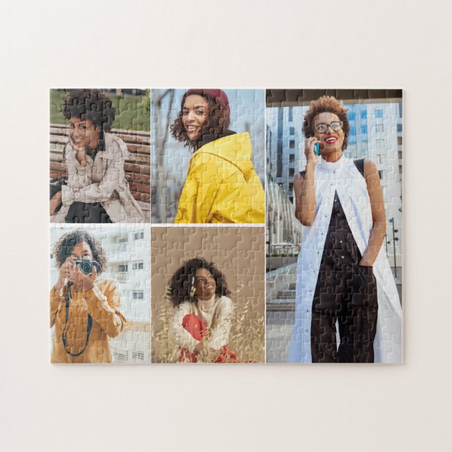 Design Your Own 5 Photo Collage Jigsaw Puzzle (Horizontal)