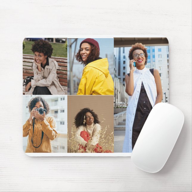 Design Your Own 5 Photo Collage Mouse Mat (With Mouse)