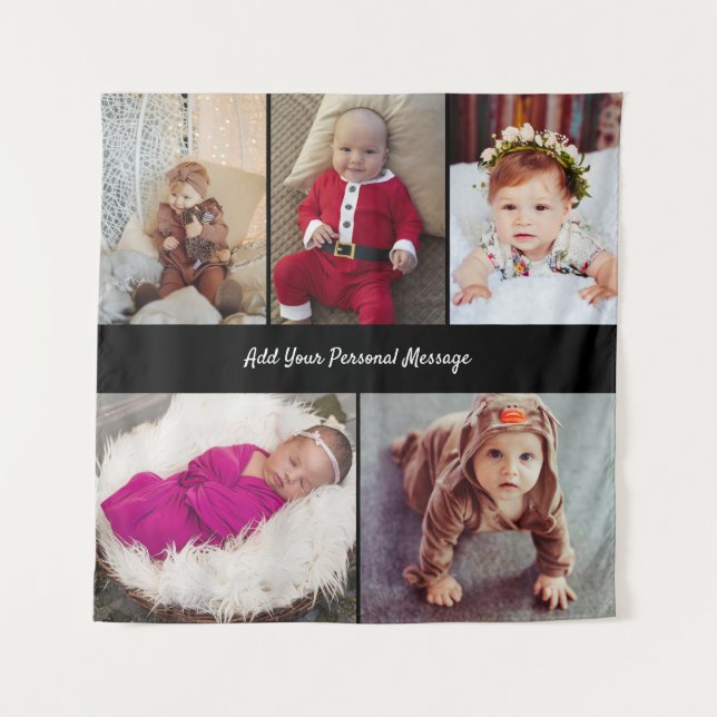 Design Your Own 5 Photo Collage Tapestry (Front)