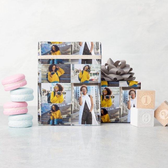 Design Your Own 5 Photo Collage Wrapping Paper (Baby Shower)