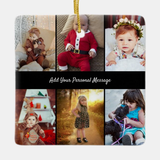 Design Your Own 6 Photo Collage Ceramic Ornament (Front)