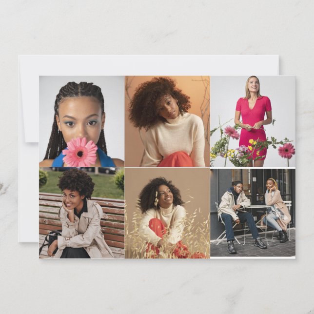 Design Your Own 6 Photo Collage Thank You Card (Front)