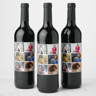 Design Your Own 6 Photo Collage Wine Label