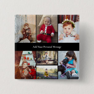 Design Your Own 7 Photo Collage 15 Cm Square Badge
