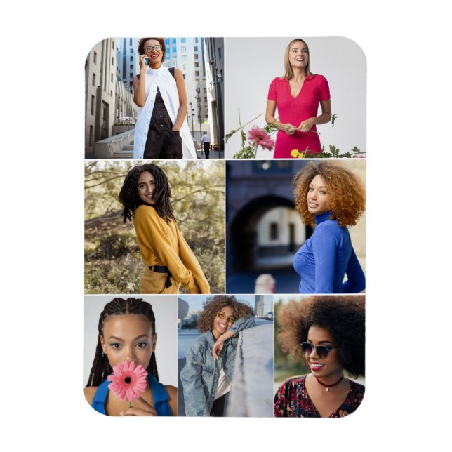 Design Your Own 7 Photo Collage Magnet (Vertical)