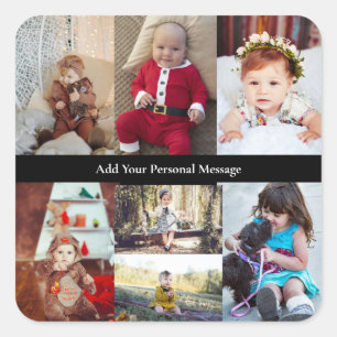 Design Your Own 7 Photo Collage Square Sticker