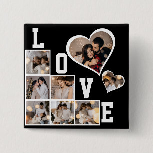 Design Your Own 8 Photo Collage 15 Cm Square Badge