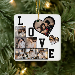 Design Your Own 8 Photo Collage Ceramic Ornament
