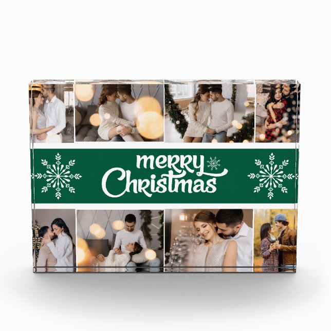 Design Your Own 8 Photo Collage Christmas Holiday Block (Front)