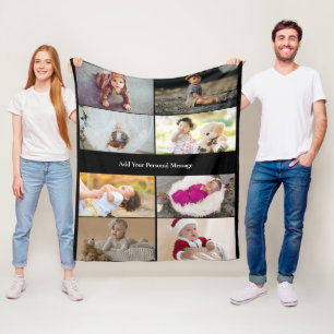 Design Your Own 8 Photo Collage Fleece Blanket