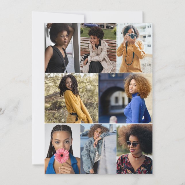 Design Your Own 8 Photo Collage Holiday Card (Front)