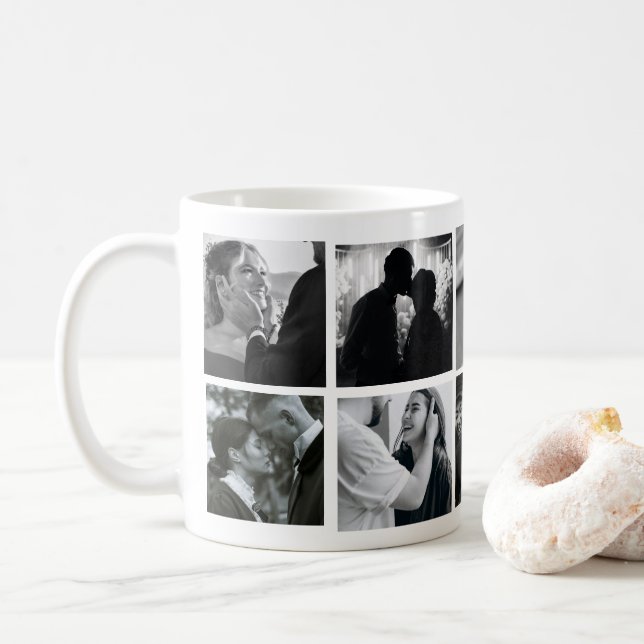 Design Your Own 8 Photo Collage Love/family Coffee Mug (With Donut)