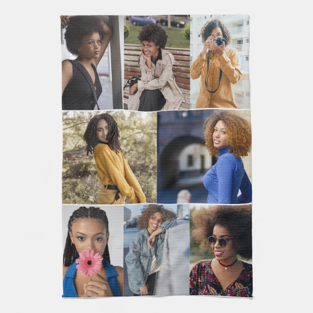 Design Your Own 8 Photo Collage Tea Towel (Vertical)