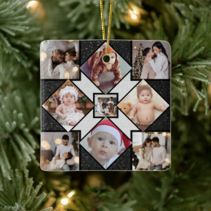 Design Your Own 9 Photo Collage Ceramic Ornament