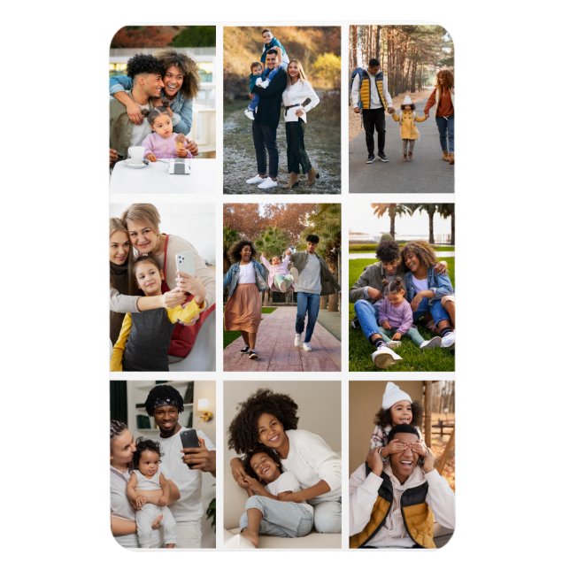 Design Your Own 9 Photo Collage Magnet (Vertical)