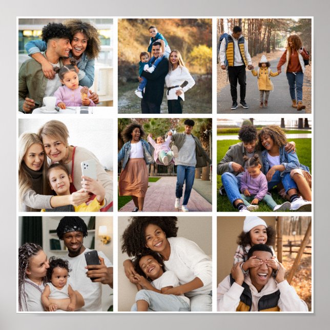Design Your Own 9 Photo Collage Poster (Front)