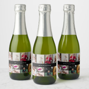 Design Your Own 9 Photo Collage Sparkling Wine Label