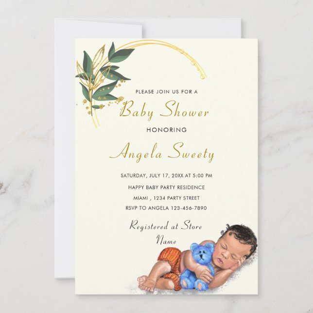 Design Your Own Baby Boy Shower Invitation Example (Front)