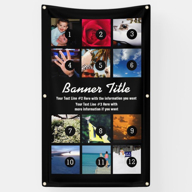 Design Your Own Banner 12 Images and text easily (Vertical)