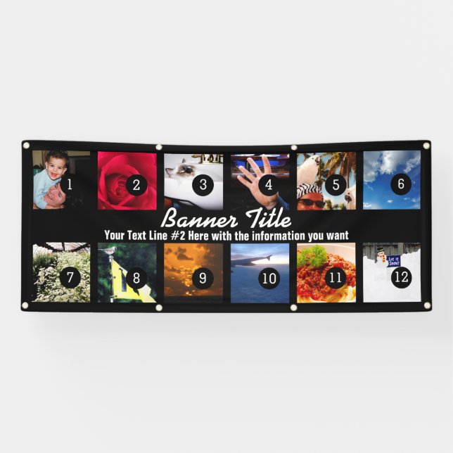 Design Your Own Banner 12 Images with text easily (Horizontal)