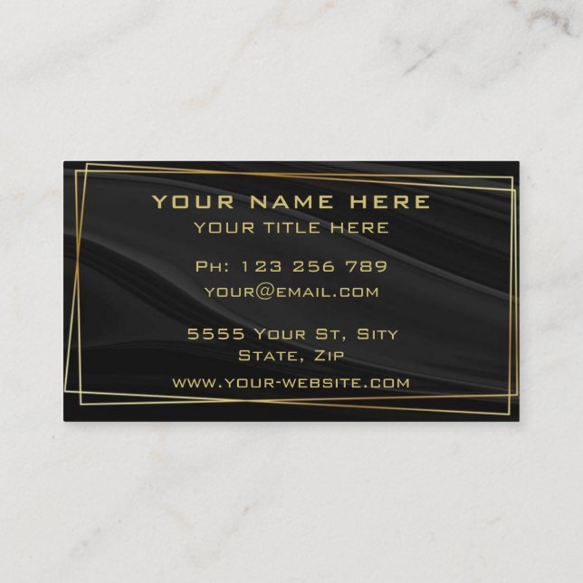 Design Your Own Black Gold Business Card Template (Back)