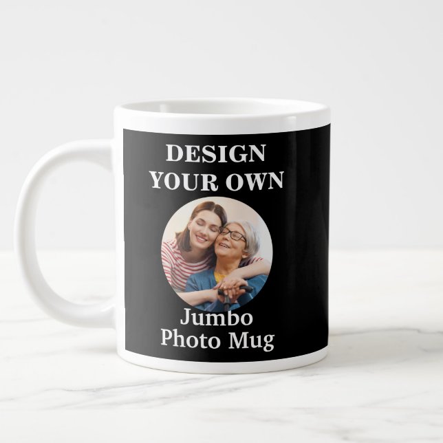 Design Your Own Black Photo  Large Coffee Mug (Left)