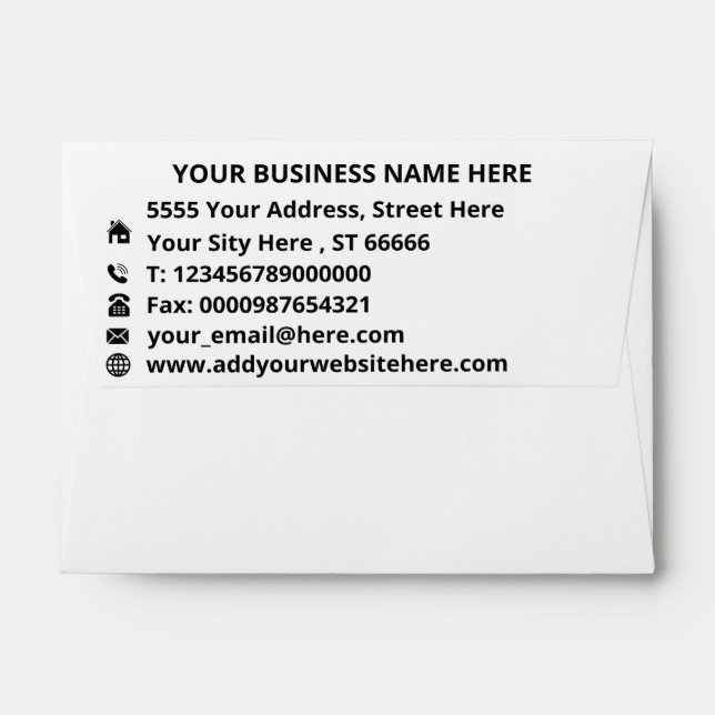 Design Your Own Business Address Envelope Template (Back (Top Flap))