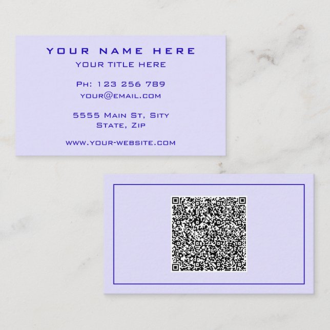Design Your Own Business Cards with QR Code (Front/Back)