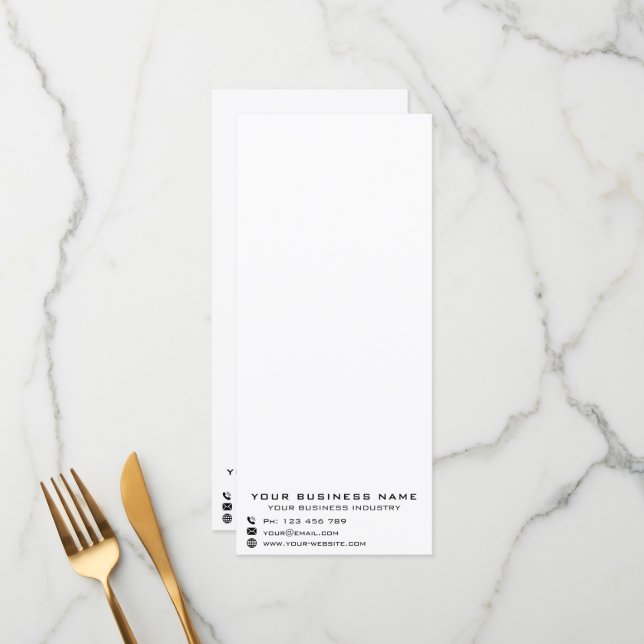 Design Your Own Business Menu Card Example (Front/Back In Situ)