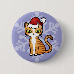Design Your Own Cartoon Cat (Christmas) 6 Cm Round Badge