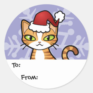 Design Your Own Cartoon Cat (Christmas) Classic Round Sticker