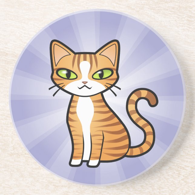 Design Your Own Cartoon Cat Coaster (Front)