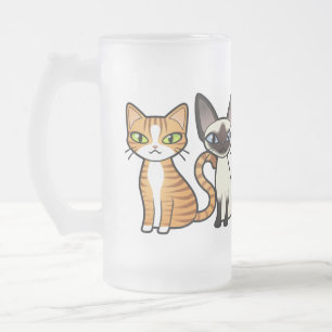 Design Your Own Cartoon Cat Frosted Glass Beer Mug
