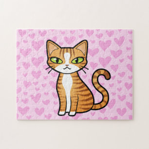 Design Your Own Cartoon Cat (love hearts) Jigsaw Puzzle