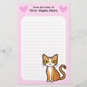 Design Your Own Cartoon Cat (love hearts) Stationery