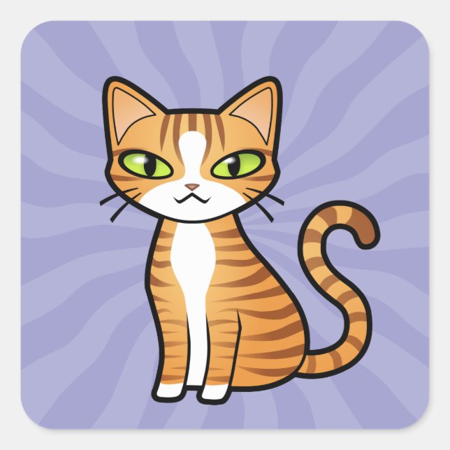 Design Your Own Cartoon Cat Square Sticker (Front)