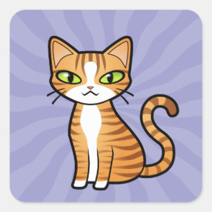 Design Your Own Cartoon Cat Square Sticker