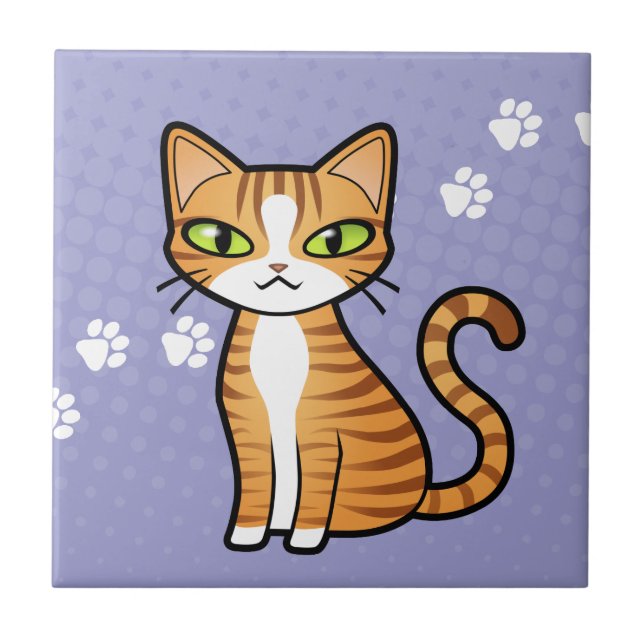 Design Your Own Cartoon Cat Tile (Front)