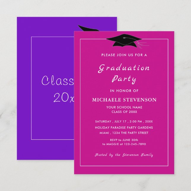Design Your Own Colours Fonts Graduation Invitatio Invitation (Front/Back)