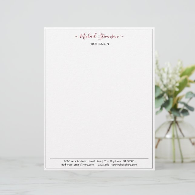 Design Your Own Colours Fonts Letterhead Template (Standing Front)