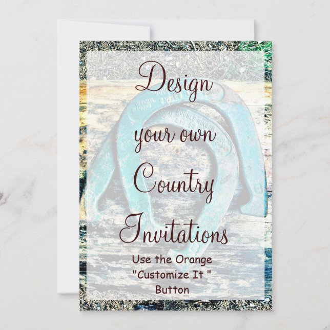 Design your Own Country Invitations HorseShoes (Front)