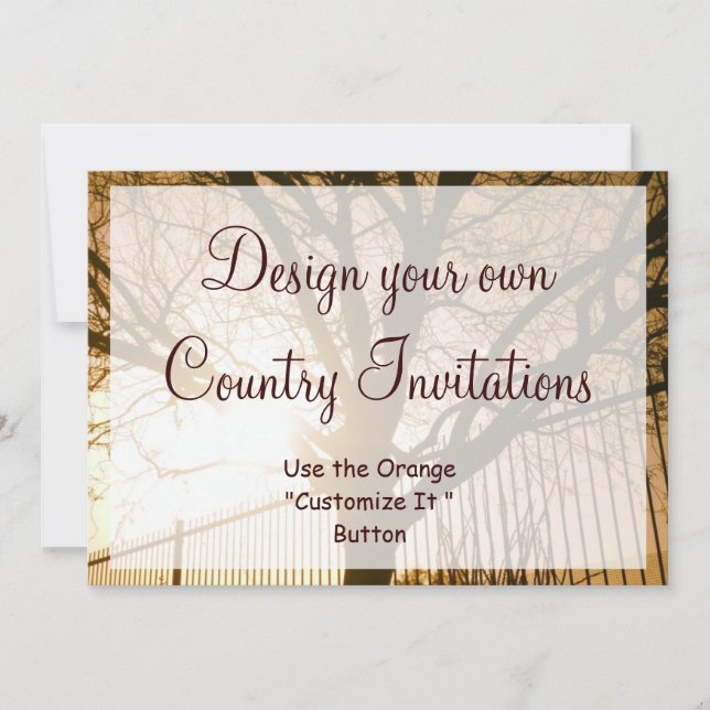 Design your Own Country Invitations Template Tree (Front)