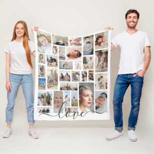 Design Your Own Custom Love Personalised 31 photo Fleece Blanket