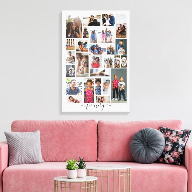 Design Your Own Custom Made Personalised 27 photo Canvas Print (Insitu(LivingRoom))