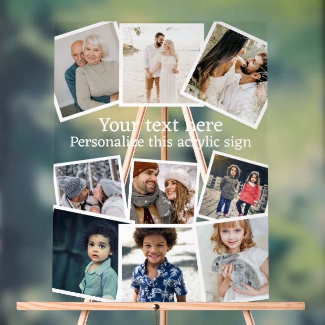 Design Your Own Custom Made Personalised 9 photo Acrylic Sign (Neutral)