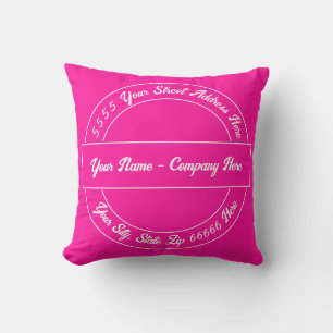 Design Your Own Custom Name Text Info Pink Pillow